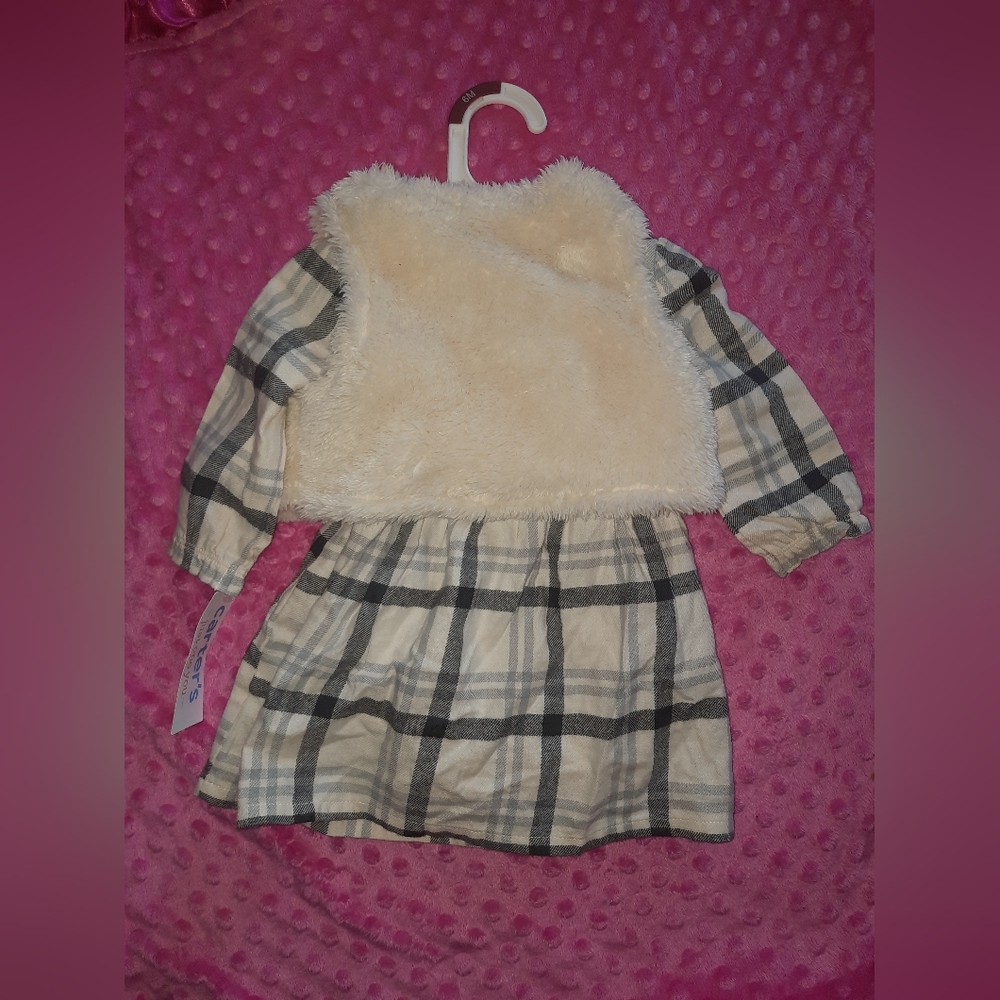 (SOLD)šCarters Plaid Dress with Faux Fur Vestš¤nwt - Picture 7 of 7